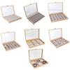 Jewelry Box Wood Frame with Multiple Compartments for Women Ladies Earrings Rings and Necklaces Display Organizer
