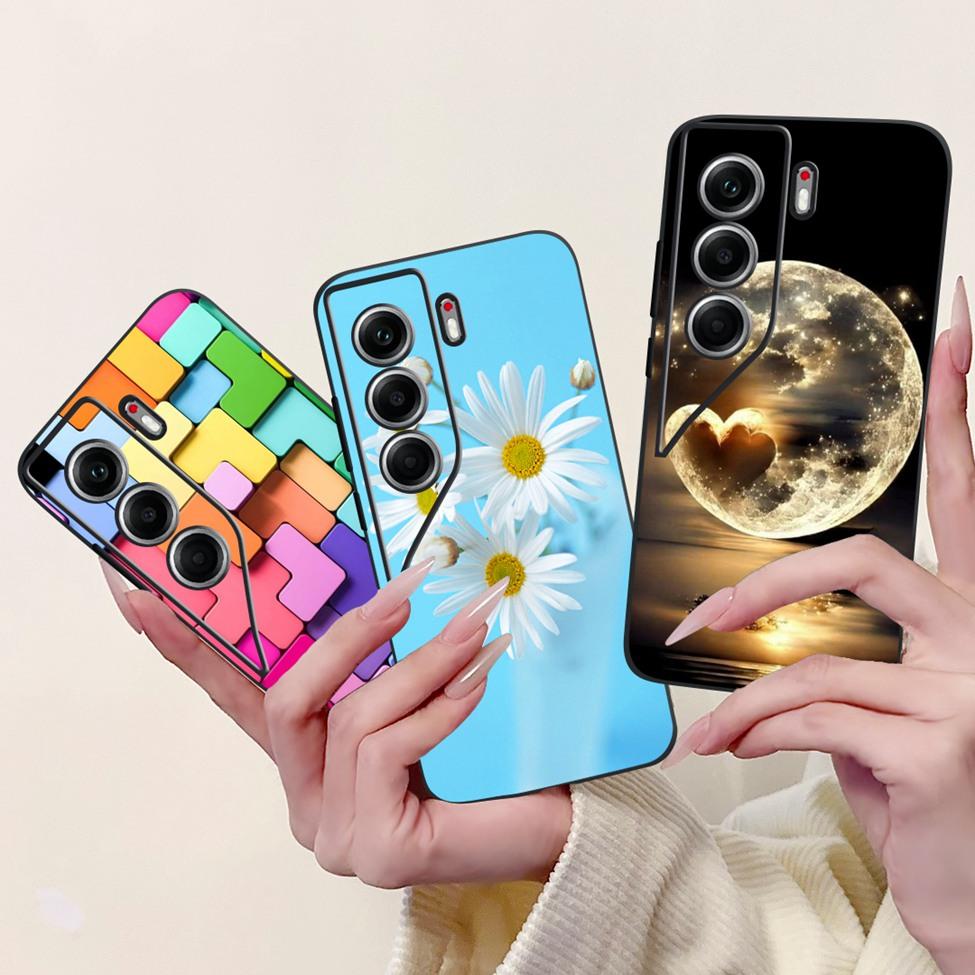 For Tecno Camon 40 Case CM5 Silicone Cute Cat Fashion Flowers Funny Painted Back Cover For Techno Camon 40 Phone Case Bumper