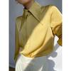 Women's High-End Satin Shirt with French Pointed Collar - Long Sleeve, Stylish Spring/Autumn Top