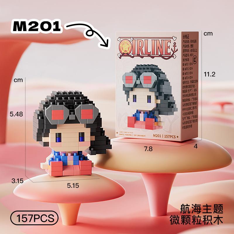 New ONE PIECE Sun God Nika Luffy Micro Action Block Chopper Ace Buggy 3D Anime Model Assembly Mini Bricks Figure Toys For Gift