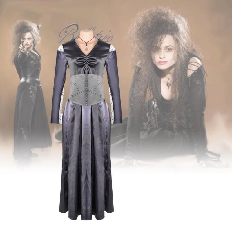 Bellatrix Harry Potter Lestrange Cos Retro Schwarze Königin Cosplay Vintage Outfit