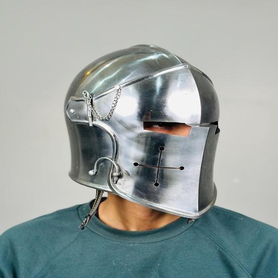 Barbuta Helmet Medieval 18g Mild Steel LARP Cosplay Halloween Costume Barbuta Visored Warrior Helmet Best Gift