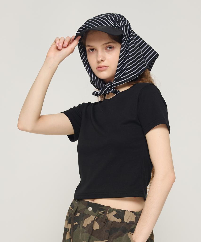 CARGOBROS FOR WOMAN Striped Bandana Cap (Black)