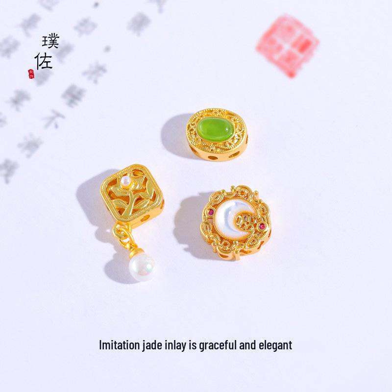 18k Matte Gold Pearl Butterfly Flower Pendant Love Bracelet Necklace DIY Jewelry Accessories for Women