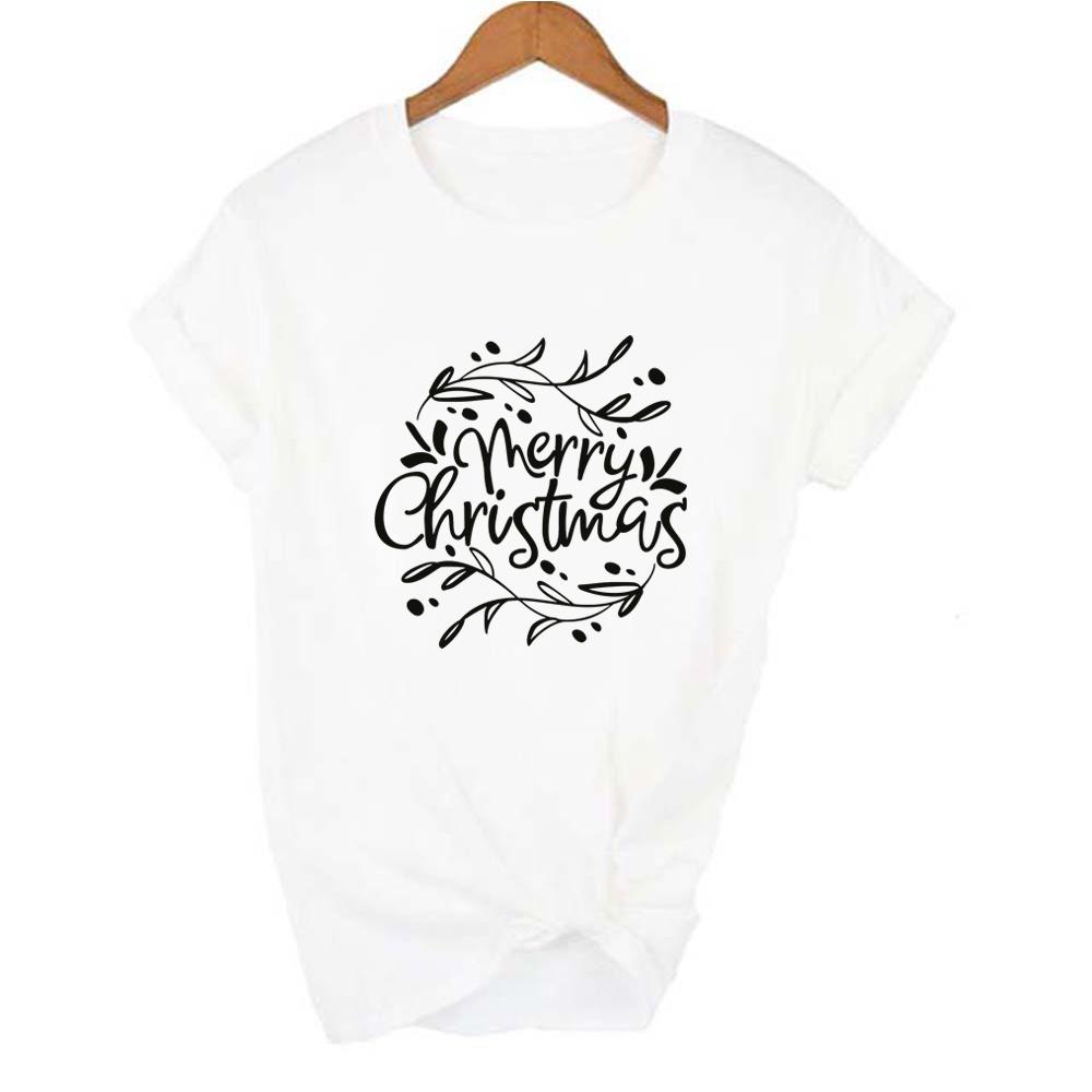 Merry Christmas Women Graphic T Shirts Short Sleeve Harajuku Casual Xmas Aesthetic Streetwear Festival Christmas Shirts