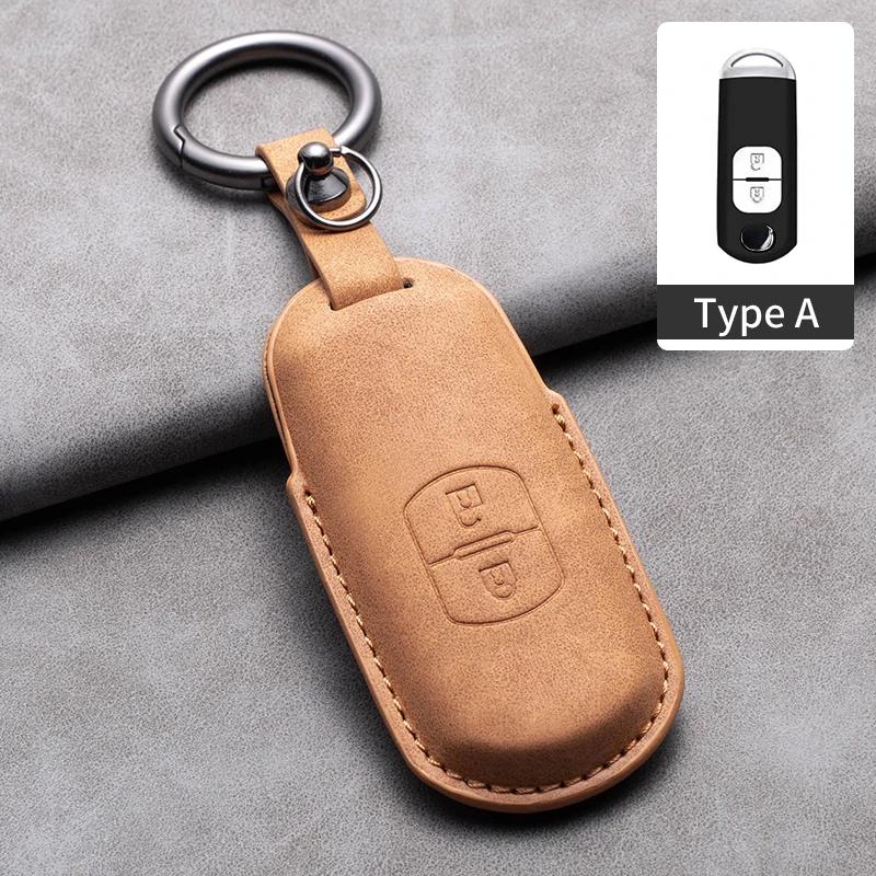 2/3 Buttons Leather Car Key Case Cover for Mazda 2 3 5 6 GH GJ Axela Atenza CX-5 CX5 CX-3 CX-7 CX8 CX-9 2016 2017 2018 CX 2020