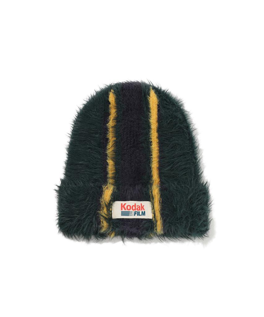 KODAK Hairy Color Striped Beanie Green