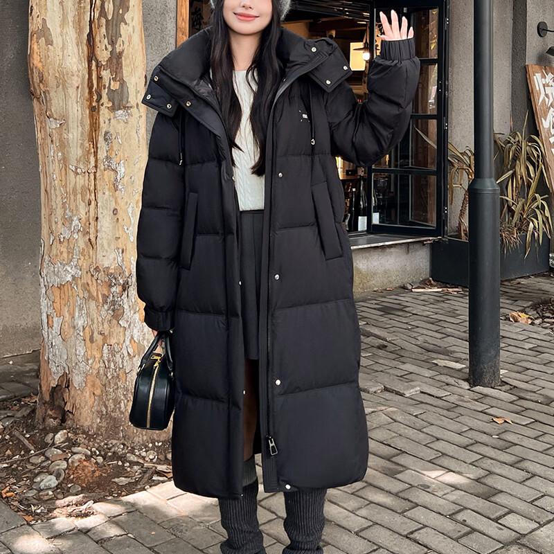 Yalu RS Damen Lange Winter Daunenjacke mit Kapuze