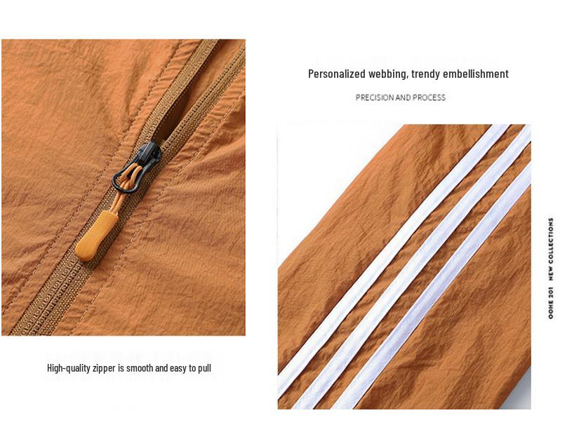 Three Stripes Men's Summer Sun Protection Hooded Jacket - Lightweight, Breathable, Ideal for Outdoor Sports & Fishing