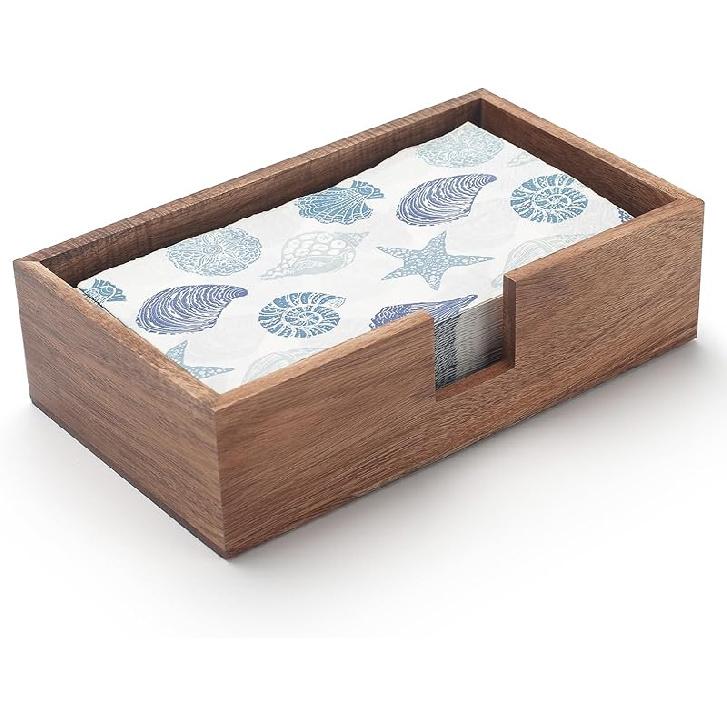 Guest Towel Napkin Holder, Wood Napkin Holder for Table, Flat Napkin Holder, Disposable Hand Towel Tray, Wooden Napkin Basket Tray for Kitchen 9.5 x 5.5 x 2.5