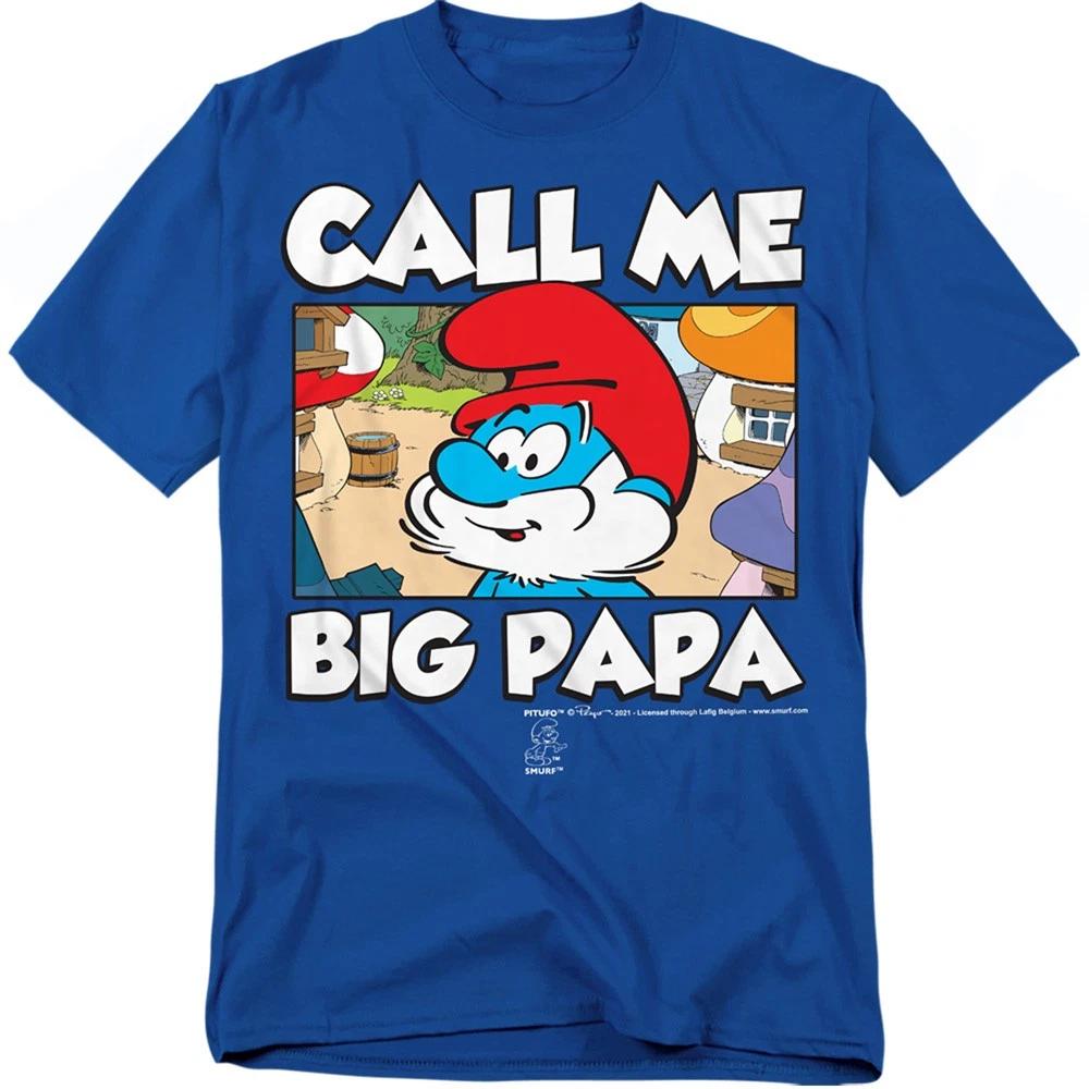 The Smurfs - Call Me Big Papa - Unisex Short Sleeve Children s T-shirt - Blue 140