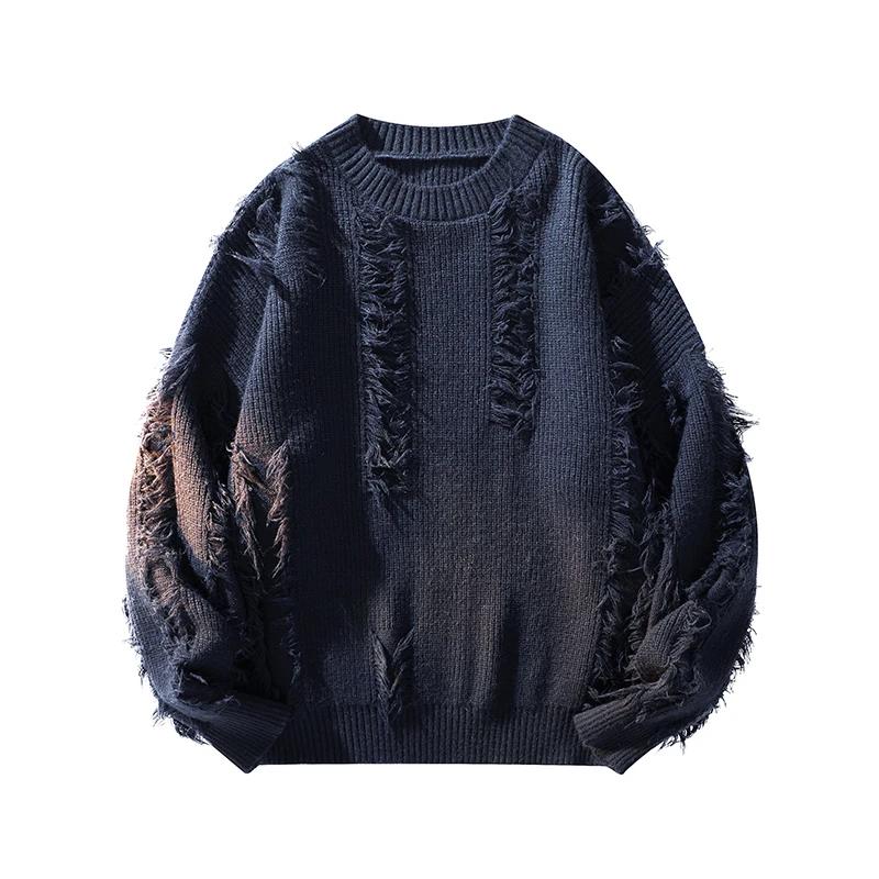 2025 Autumn Winter Men O-Neck Loose Retro Sweater Men Korean Trend Tassel Sweater Men Thick Warm Lazy Pullover Male Knitted Tops