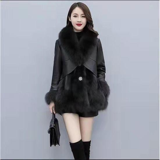 New Splicing Imitation Fur Jacket Medium and Long Winter Fashion Cotton-padded Clothes Cotton-padded Clothes Imitation Fox Fur Women's Clothing