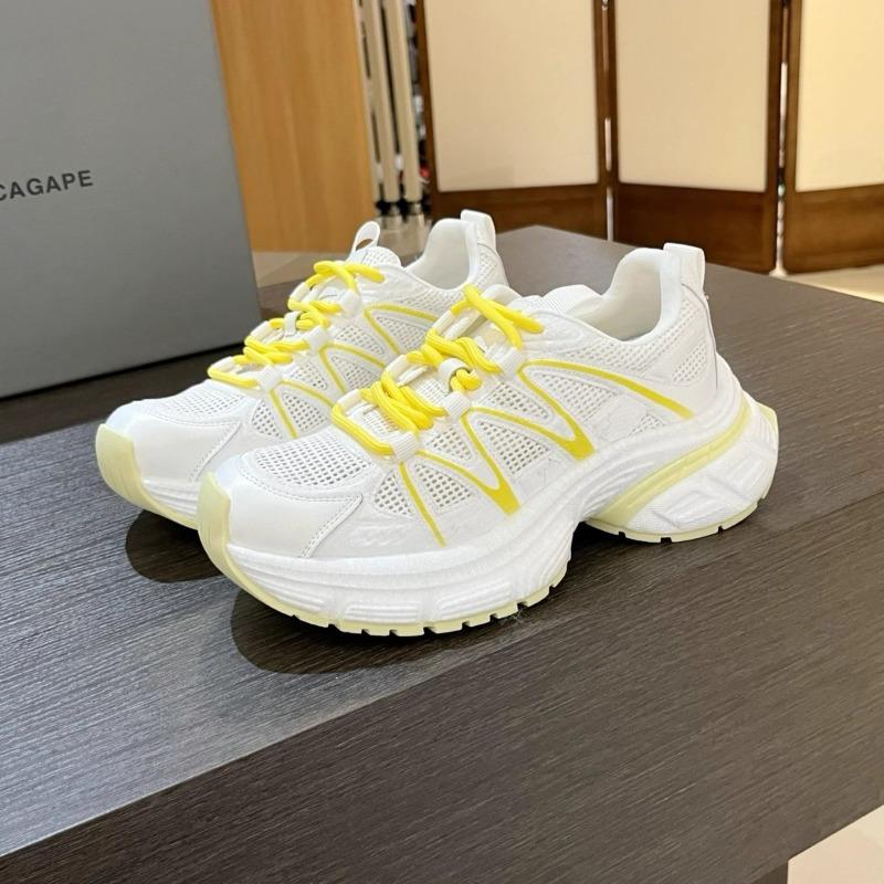 Leather platform dad shoes women's mesh thin new summer breathable versatile casual sports muffin shoes tide