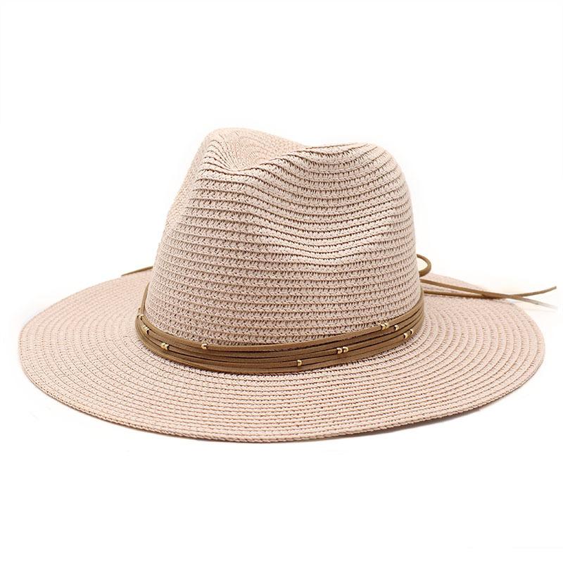 Barnabas Jazz Hat Women'S Fashion Belt Buckle Sunscreen Shade Straw Hat