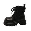 European Breathable Internet Celebrity Martin Boots Women's 2025 Autumn New Spice Girl Square Head Big Head Lace-up Thick Sole Heightening Short Boots