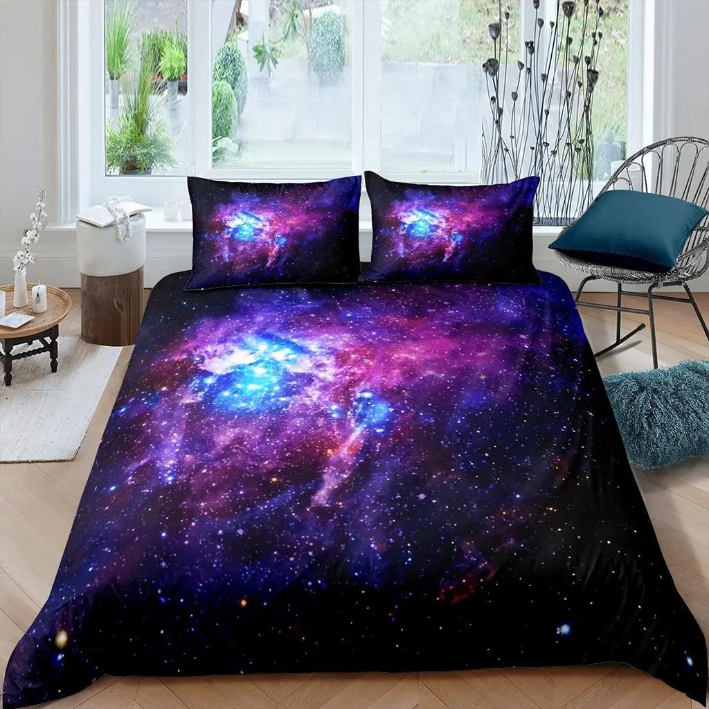 Comforter Galaxy 3D Printed Space Themed Bedding Set Kid Boy Galaxy Series Universe Pattern Polyester For Girl