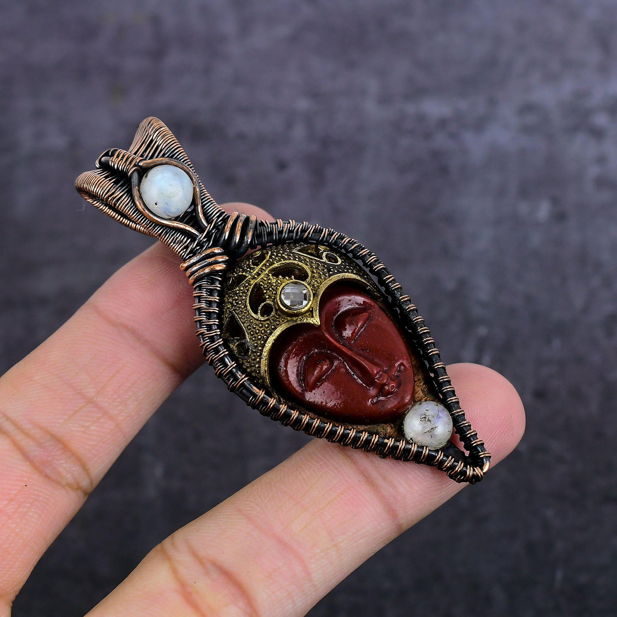 

Cameo, Moonstone Handmade Copper Wire Wrap Jewelry Pendant 2.99 b1D58