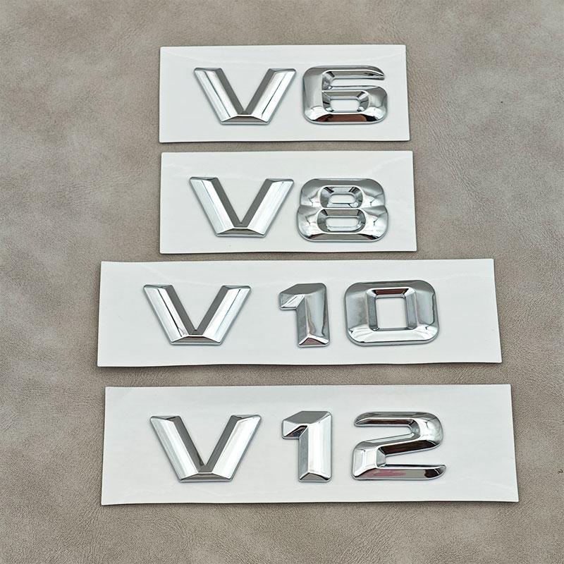 3D ABS Chrome Letters V6 V8 V10 V12 Car Fender Rear Trunk Badge Sticker For W205 W204 W213 W212 W221 Accessories