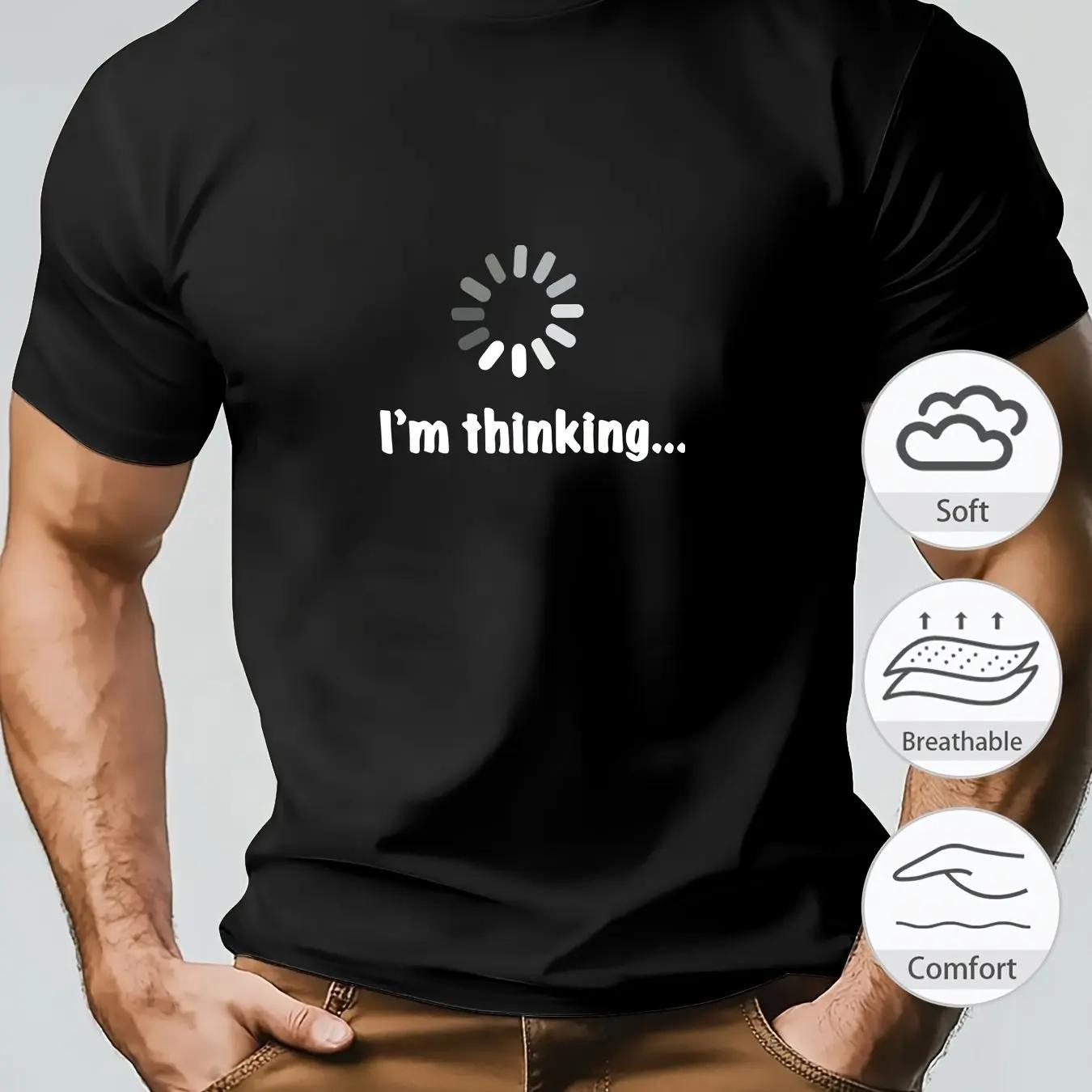 I m Thinking Loading Men s T-shirt Graphic Casual Cotton Short Sleeve Tops Summer Streetwear S разноцветный