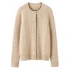 Women's Autumn/Winter Cashmere Knit Cardigan - Versatile Round Neck Elegant Cable Sweater Coat
