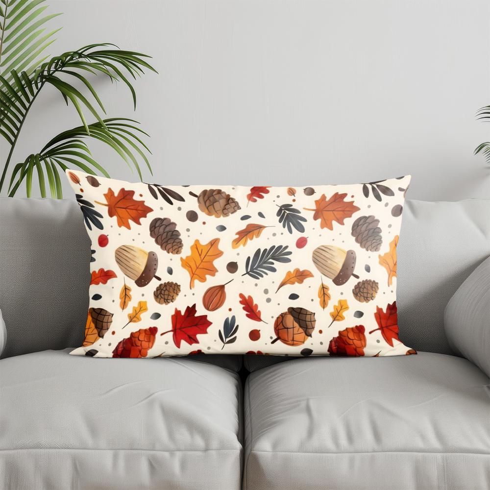 Home Decor Autumn Maple Leaf Printed Pillow Suitable For Sofa Bedroom Car Pillow Cover Cushion Rectangular Back Cushion