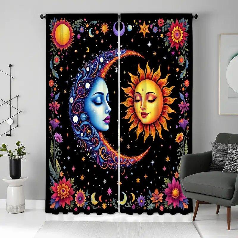 Christmas Sun God Printed Curtains Decorations Bedroom Living Room Home Decoration Curtain Polyester Ideal For Sitting