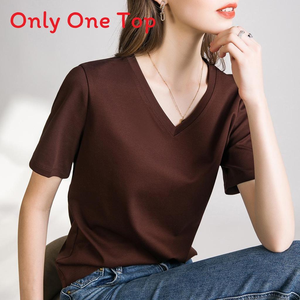 Silk Cotton T Shirt For Women With V Neck And Slim Fit For Casual Wear