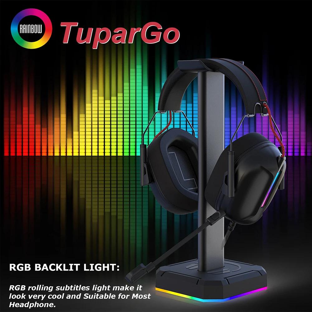 Headphone Bracket Display Rack RGB Backlight Head Mounted Headphone Stand Holder Desktop Organizer Vertical Bracket Hanger