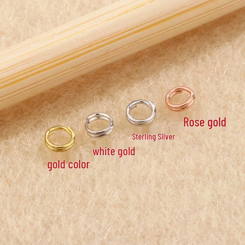 S925 Sterling Silver Bracelet with DIY Charms: Double Layer Open Jump Rings & Necklace Connector Loops