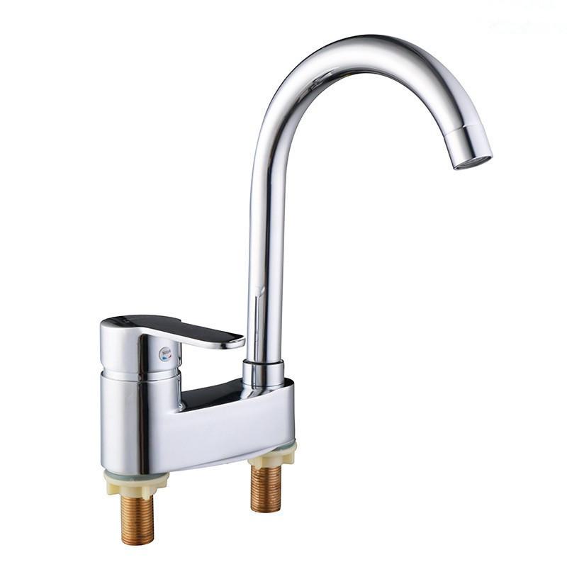 

Bathroom Wash Basin Double Hole Hot and Cold Water Faucet Alloy Universal Rotating Household Basin Faucet