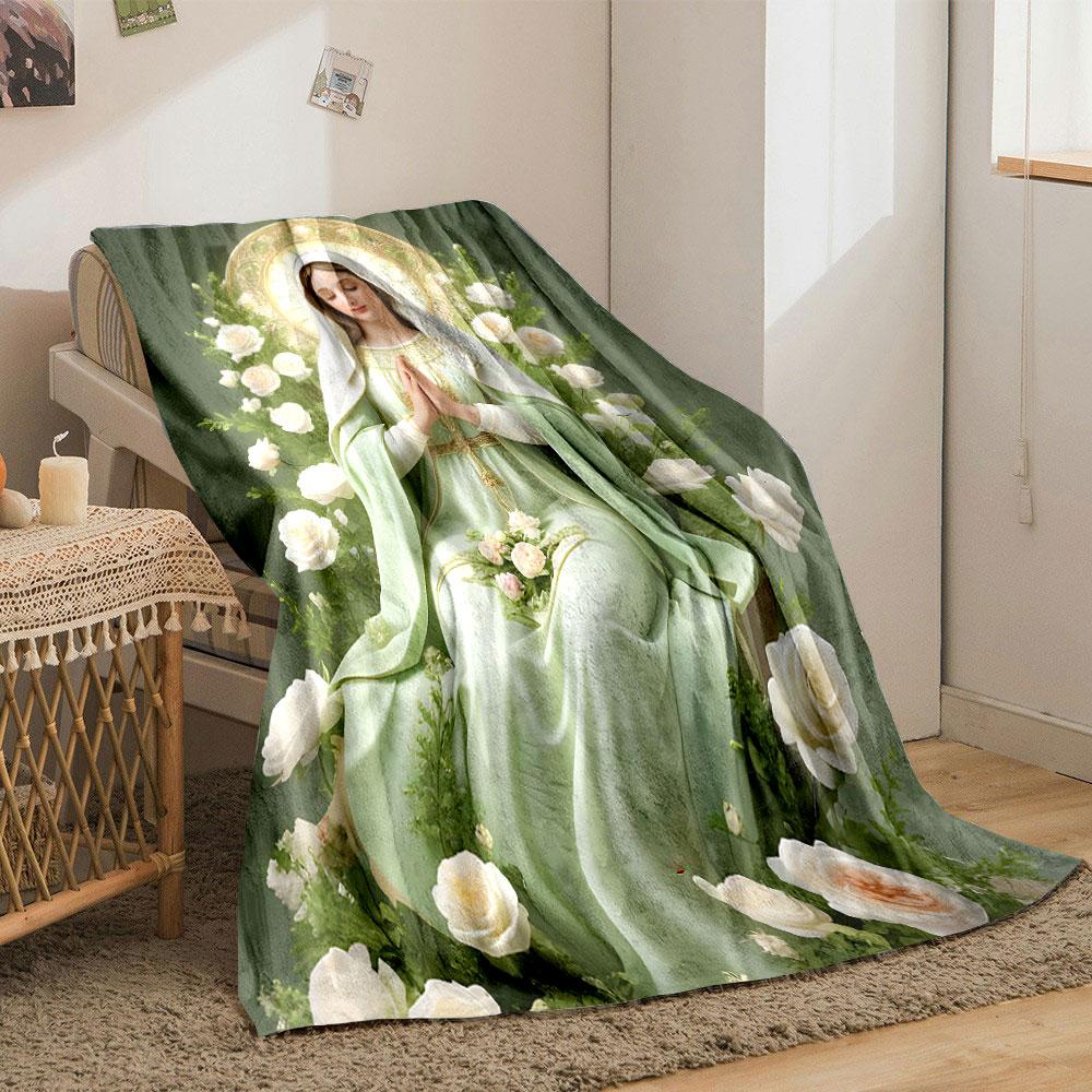 Blessed Virgin Mary Praying Blanket bedroom Blanket for Livingroom Couch lunch break Soft throw for Friend's festival Gift