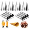 16 Pcs Cannoli Tubes Stainless Steel Cream Horn Molds Non-Stick Cannoli Forms Conical Tube Cone Dessert Pastry Roll Baking Mold