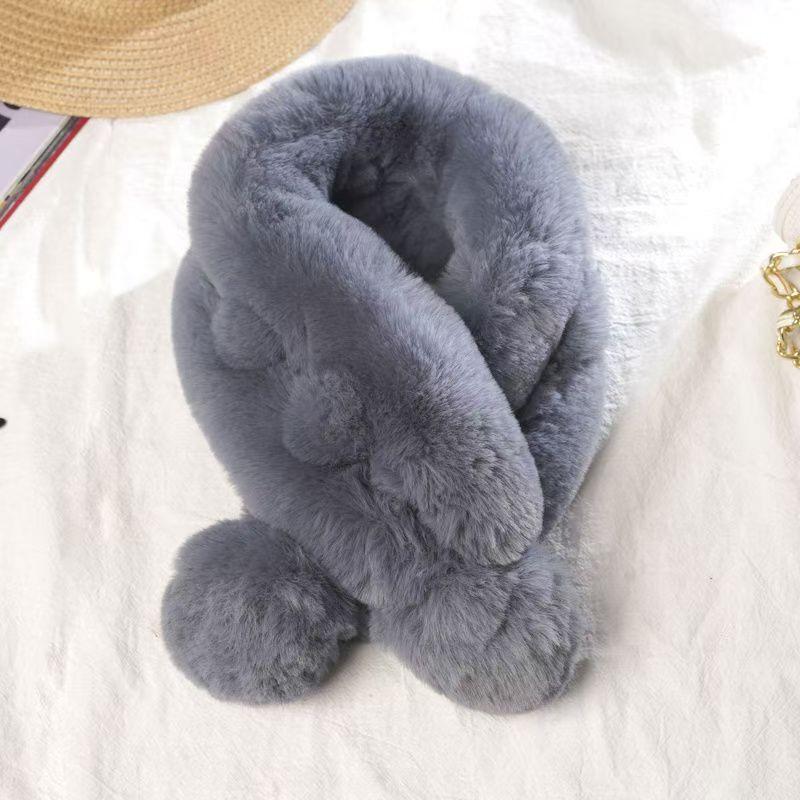 Winter Imitation Fur Cross Ball Scarf Imitation Rex Rabbit Hair Warm Fur Collar