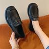 Soft-soled loafers women's one-pedal spring 2025 new flat-soled single shoes black retro British style small leather shoes