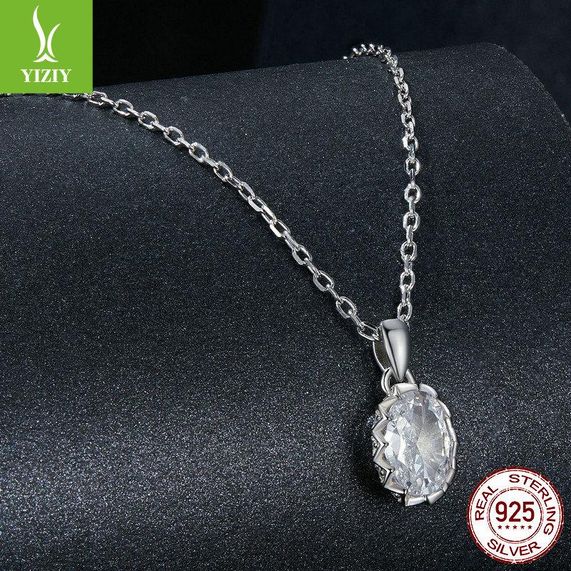 Classic Oval One-Carat Mozzarella Diamond Necklace, Resplendent High-End S925 Sterling Silver Collarbone Chain