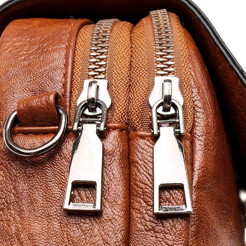 Women Small Shoulder Bag Cute Crossbody Messenger Bags Female Little Soft Purse Double Zipper Pockets Handbag