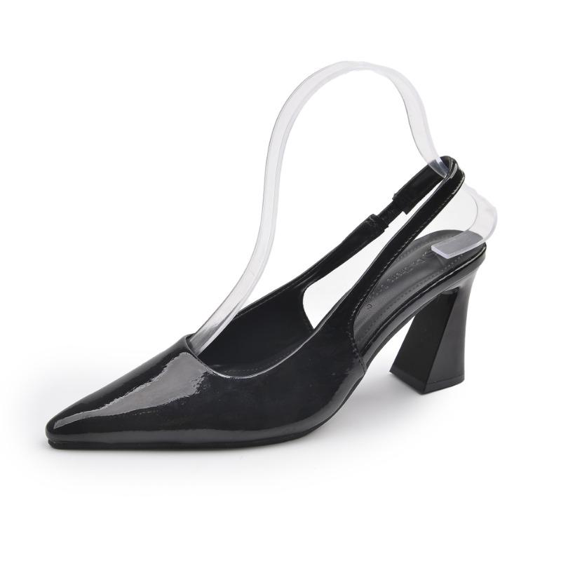 Long Leg Muse~ Temperament Bag Head Empty Sandals Women's Summer New Pointed Fashion Thick High Heels Single Shoes