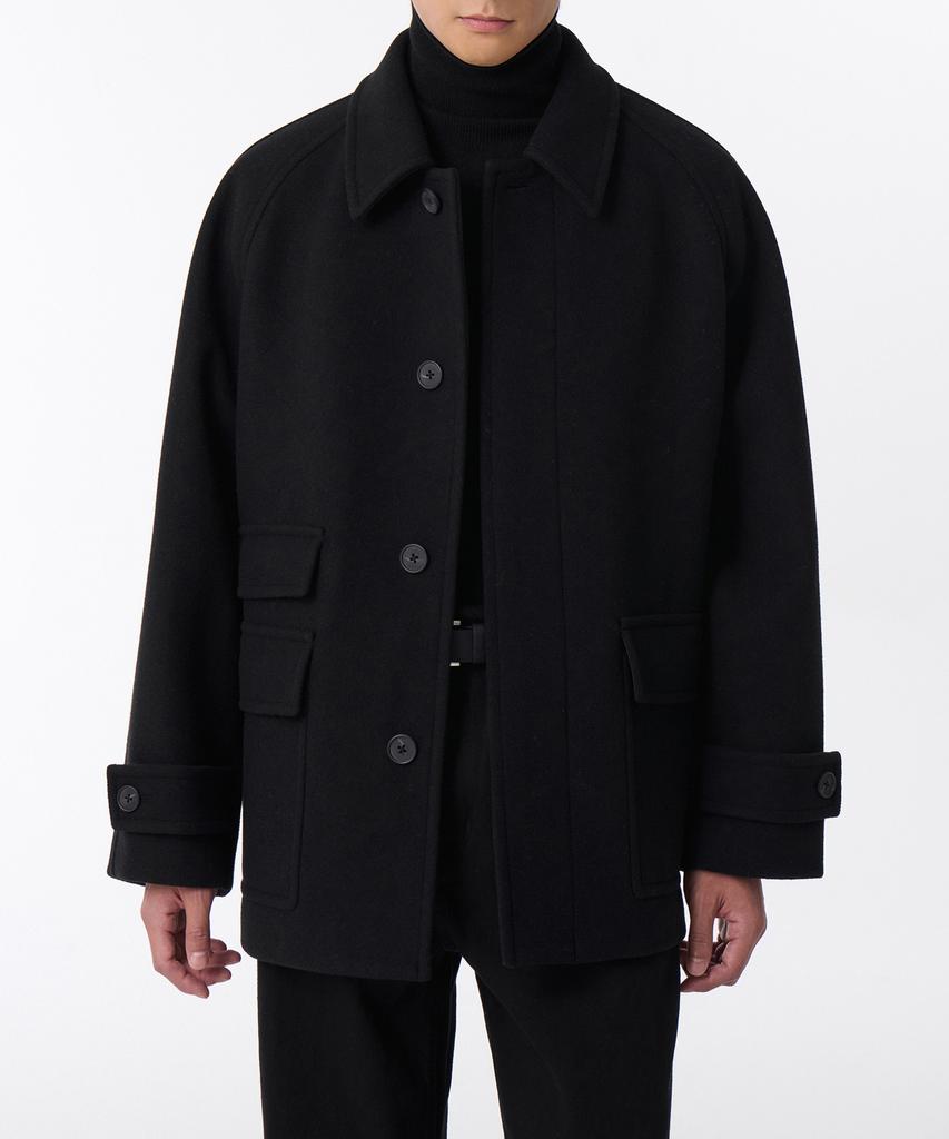 Musinsa Standard Wool Blend Oversized Half Balmacaan Coat [Black]