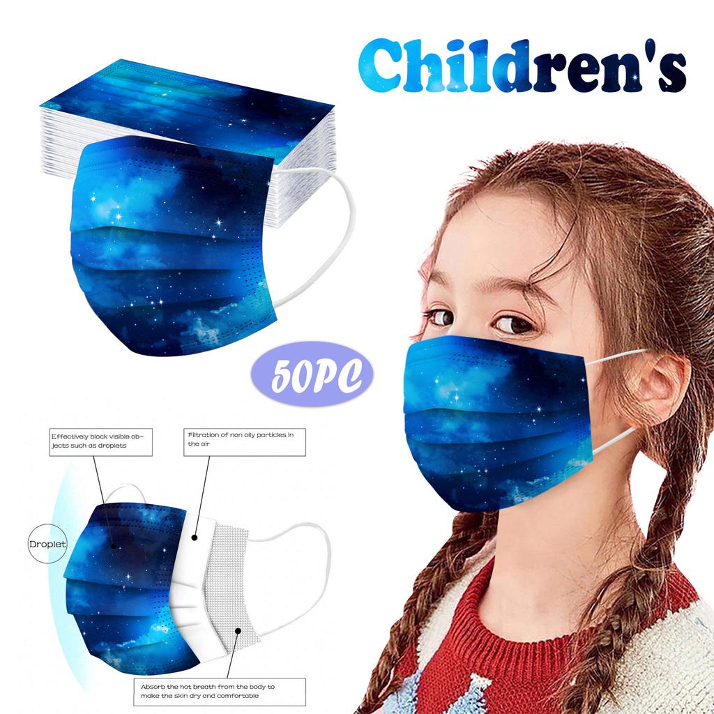 Children's Disposable Tie-dye Starry-sky Printed Mask Disposable Face Mask Ear Loop Mask 50PCS