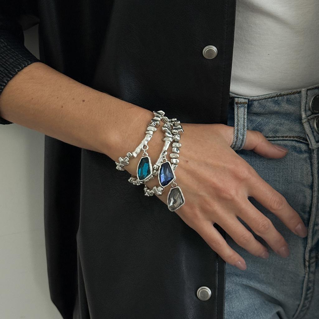 Neue CCB Perlen Unregelmäßige Ästhetische Graue Kristall Anhänger Halskette Armband Ringe für Frauen Barock Armband Ringe Schmucksets