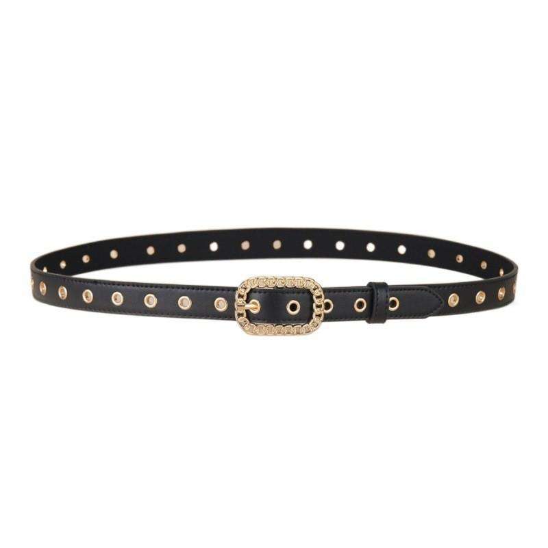 Womens Vintage Quality Gold Buckle Slim Waist Belt Fashionable And Versatile Accessory