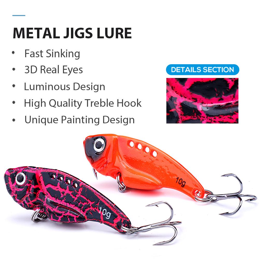 5pcs In Box Vib Lure Set 3g/7g/10g Sinking Wobblers For Pike Bass Metal Vibe Crankbaits Fishing Lure Kit