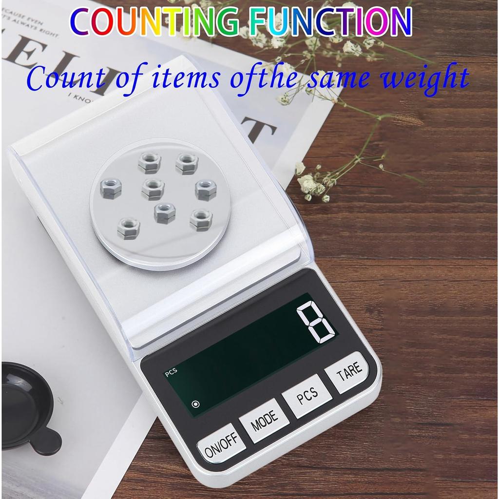 Rechargeable High Precision Digital Milligram Scale 100g/0.001g Jewelry Scale, Gram Scale, Pocket Scale, Food Scale for Powder Medicine, Gold, Gem
