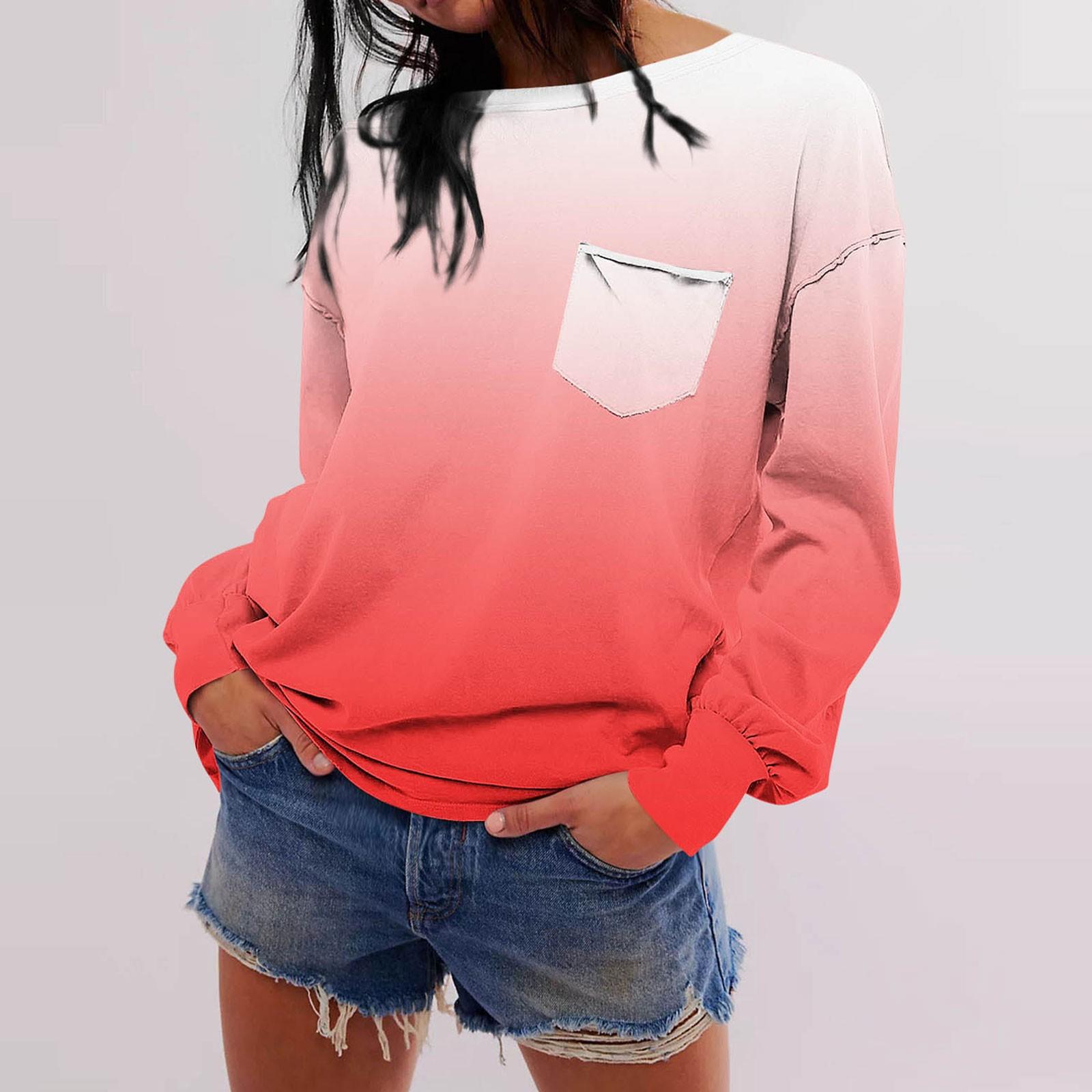 

Женская мода с длинными рукавами, осенний градиентный принт, длинный рукав, круглый вырез, толстовка с капюшоном L