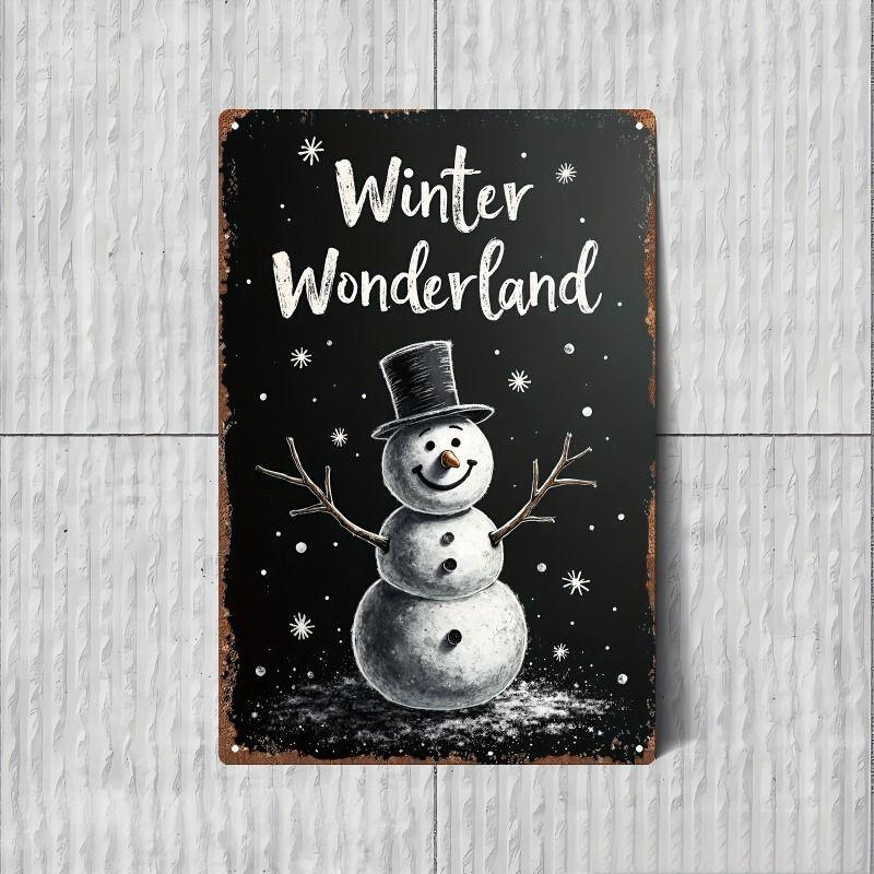 Рождественский металлический постер-табличка, Праздничный настенный декор