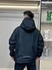 Men's Autumn Hooded Workwear Jacket with Zipper and Large Pocket - Casual, Loose, Trendy, Velvet-Lined