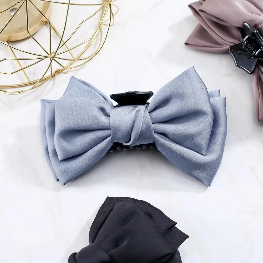 Hair clip, silk ribbon, indigo blue, updo bun, hairpin
