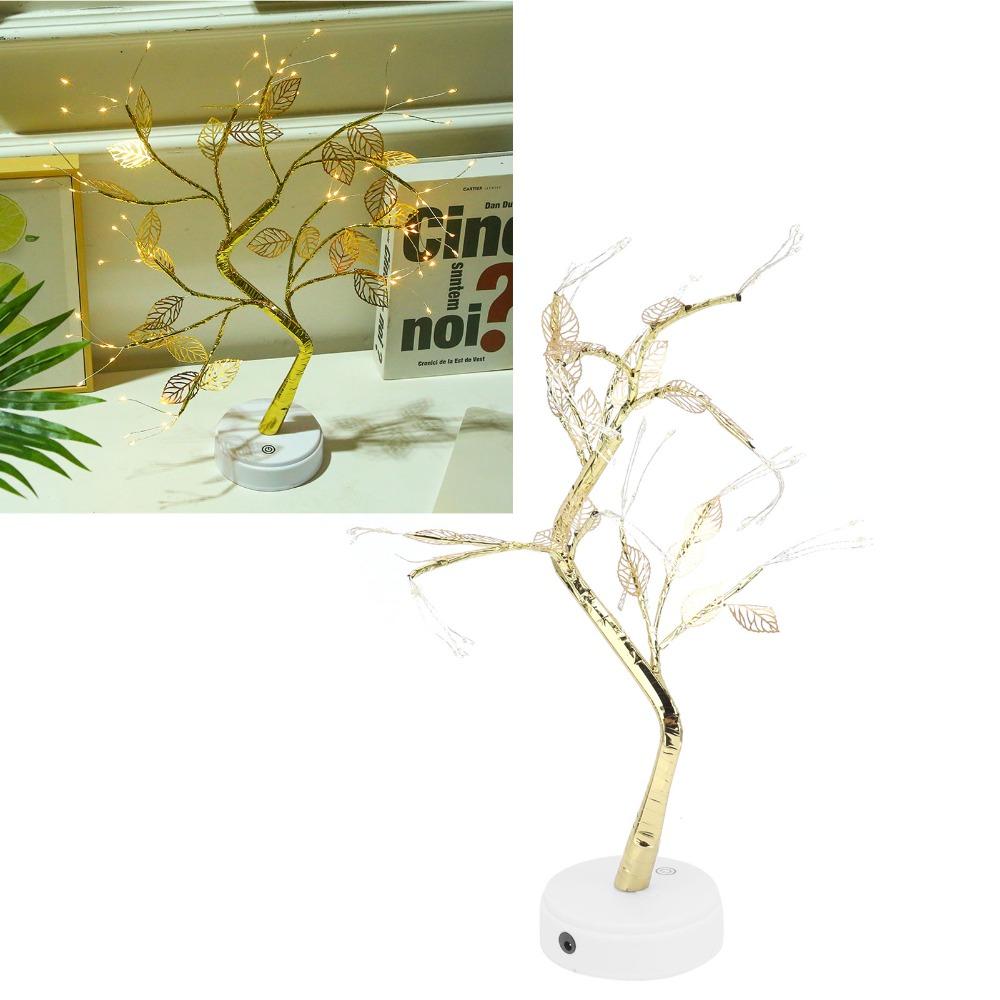 Warmweißes Licht Künstlicher Blatt-Bonsai LED-Lampe Touch-Schalter Blattbaum-Lampe Büro