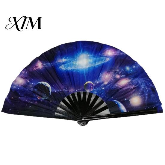 Decorative Fan Folding Sturdy Bone Exquisite Pattern Bright Color Glow in The Dark Festival Performance Party Supply
